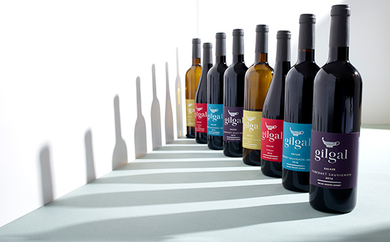 Gilgal wines line up in a row